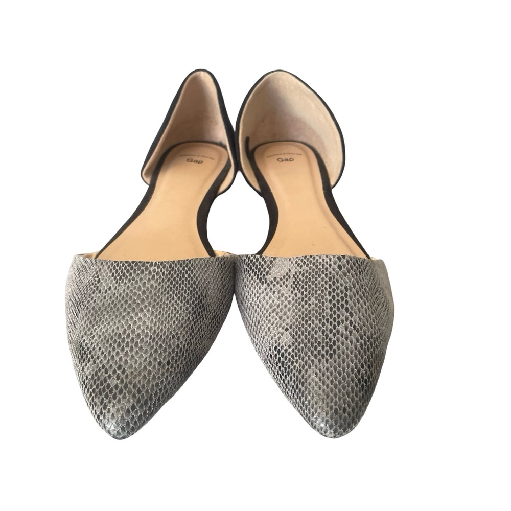 GAP Black Gray Snakeskin D’Orsay Flats Size 9 - Picture 2 of 8